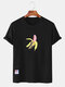 Mens Funny Cartoon Fruit Banana Little Tag T-shirts - Black