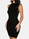 Solid Color O-neck Sleeveless Tight Sexy Dress for Women - Black