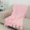 150x100cm Throw Blanket Textured Solid Soft Sofa Couch Decorative Knitted Blanket - Pink