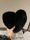 Women Plush Chain Heart Pattern Crossbody Bag Shoulder Bag - Black