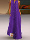 Bohemian Butterfly Print Sleeveless V-neck Maxi Dress - Purple
