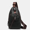 Men PU Leather Multi-pocket Waterproof Casual Crossbody Bag Chest Bag Sling Bag - Black