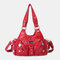 Women Vintage Multi-pocket Hardware Anti-theft Crossbody Bag Shoulder Bag - Red
