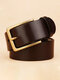 110-130 CM Men PU Solid Color Square Alloy Pin Buckle Casual Business Belt - Brown
