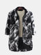 Mens Warm Fashion Colorblock Woolen Long Sleeve Stand Collar Zipper Coat - Gray