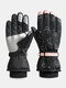 Women Plus Velvet Constellation Print Lengthened Knitted Elastic Wrist Windproof Waterproof Warmth PU Non-slip Touchscreen Gloves - Black