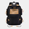 Women Canvas Multifunction Waterproof Casual Patchwork Backpack - Black