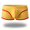 Men Sexy Mesh Breathable Nylon Enhancing Pouch Underwear Low Waist U Shaped Boxers Brief - Yellow