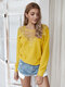Sexy Lace Patchwork Long Sleeves Casual Sweater - Yellow