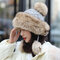Trapper Hat Women's Russian Winter Knit Cold Ski Cap - Gray