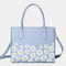 Women Daisy Multifunction Multi-pocket 13.3 Inch Laptop Key Handbag Shoulder Bag - Blue