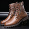 Men Vintage Side Zipper Mid Calf Outdoor Work Style Boots - Brown