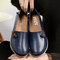 LOSTISY Big Size Soft Multi-Way Wearing Pure Color Flat Loafers - Navy
