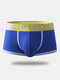 Men Sexy Patchwork Boxer Briefs Cotton Comfortable Contour Pouch  Underwear - Blue
