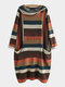 Multicolor Striped Pachwork Heap Collar Plus Size Sweatshirt - Orange
