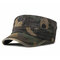 Men Camouflage Simple Washed Cotton Flat Top Caps Hat Adjustable Outdoor Travel Sunscreen Army Caps - Army Green