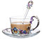 Enamel Flower Tea Cup Set Glass Coffee Mug Drinkware Gifts - One Cup