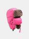 Unisex Ski Cloth Plus Velvet Thickened Solid Color Camo With Masks Outdoor Cycling Warmth Windproof Trapper Hat - Rose