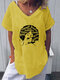 Letter Printed Short Sleeve Casual T-shirt For Women - Yellow