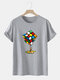 Mens Cube Graphic 100% Cotton Street Short Sleeve T-Shirts - Grey