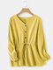 Solid Color Long Sleeve Bandage Casual Blouse For Women - Yellow