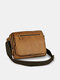 Menico Men Artificial Leather Vintage Zipper Design Crossbody Bag Retro Large Capacity Bag - Brown