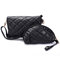 Classical Guilted PU Leather Crossbody Bag - Black