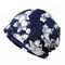 Women Lace Jacquard Bonnet Breathable Cotton Beanie Casual Outdoor Sun Hat - Blue