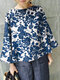 Блуза с расклешенными рукавами и принтом Allover Plants For Женское - синий