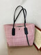 Women Straw Large Capacity Shoulder Bag Handbag Tote - Pink