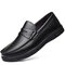 Men Classic Moe Toe Low Top Soft Slip On Casual Leather Loafers - Black