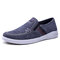 Men Washed Canvas Comfy Soft Sole Flat Slip On Casual Shoes - Blue