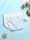 1Pcs Women Text Pinstripe Print Cotton Wide Waistband Comfy High Waist Panties - #01