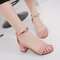 Women Open Toe Buckle  High Heels Sandals - Pink