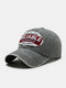 Unisex Washed Distressed Cotton Letter Embroidery Patch Fashion Sunshade Baseball Cap - Gray