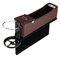 Leather Car Seat Gap Filler Dual USB Charging Port Cup Holder Storage Box Coin Collector - Brown