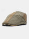 Men Made-old Cotton Letter Embroidery Retro Casual Sunshade Forward Hat Beret Hat Flat Hat - Khaki