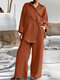 Solid Pocket Button Wide Leg Two Pieces Suit - Orange