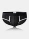 Men Contour Pouch Mesh Briefs Acrylic Cool Patchwork Low Rise Underwear - Black
