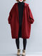 Solid Color Long Sleeve Hooded Casual Coat For Women - Wine Red