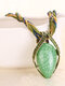 Vintage Drop-shaped Turquoise Pendant Colorful Beaded Winding Chain Necklace - Green
