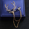 Fashion Elk Pins Animals Sliver Gold Plated Rhinestone Chain Tassles Brooches Pins Cute Jewelry  - Gold