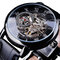3D Hollow Engraving Design Luminous Display Fashion Men Automatic Mechanical Watch - Black