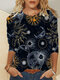 Galaxy Print O-neck Casual Long Sleeve T-Shirt For Women - Black