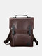 Menico Men Artificial Leather Vintage Large Capacity Backpack Retro 14 Inch Laptop Bag - Coffee