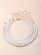 Elegant Adjustable Round Imitation Pearl Women Beaded Necklace Jewelry Gift - One Size