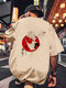 T-shirt da uomo a maniche corte con stampa floreale sul retro della gru giapponese - Albicocca