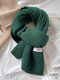 Unisex Knitted Thickened Solid Color Letter Cloth Label Autumn Winter Simple Warmth Scarf - Dark Green