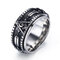 Vintage Finger Rings Masonic Pattern Stainless Steel Rotatable Rings Ethnic Jewerly for Men - Silver
