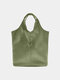 JOSEKO Women's Faux Leather Simple Casual Large Capacity Tote Shoulder Bag - Green